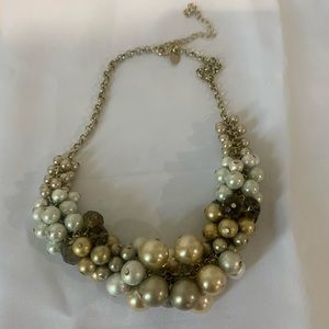 Gorgeous pearl necklace by Lia Sophia, white, gold, gray and gold pearl.